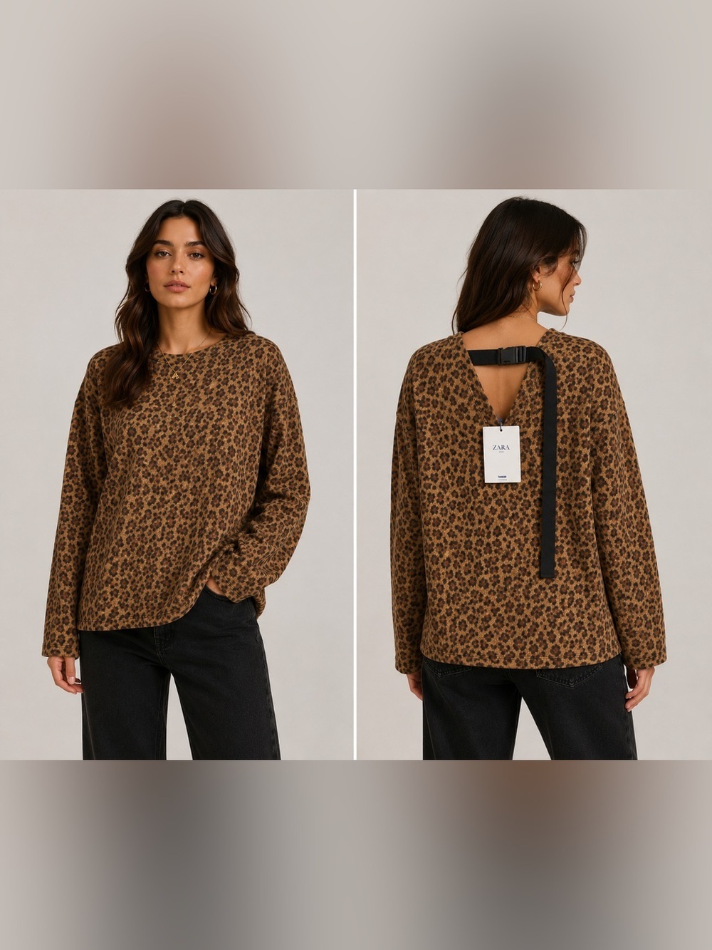 ZARA Leopard Print Top – Effortless Statement Piece Size S NWT - Picture 3 of 3